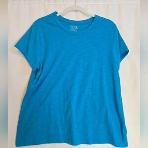 Time and Tru Women's Relaxed Fit Slub T-Shirt Blue XL